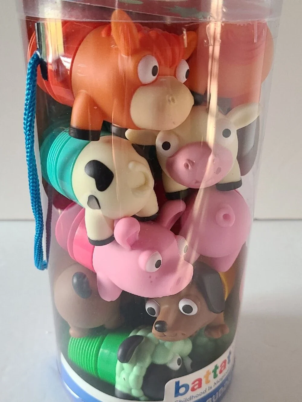 BATTAT LI'L BARN BUDDIES 5 SENSORY FARM ANIMAL TUBES 15 PIECES-TODDLER/PRESCHOOL